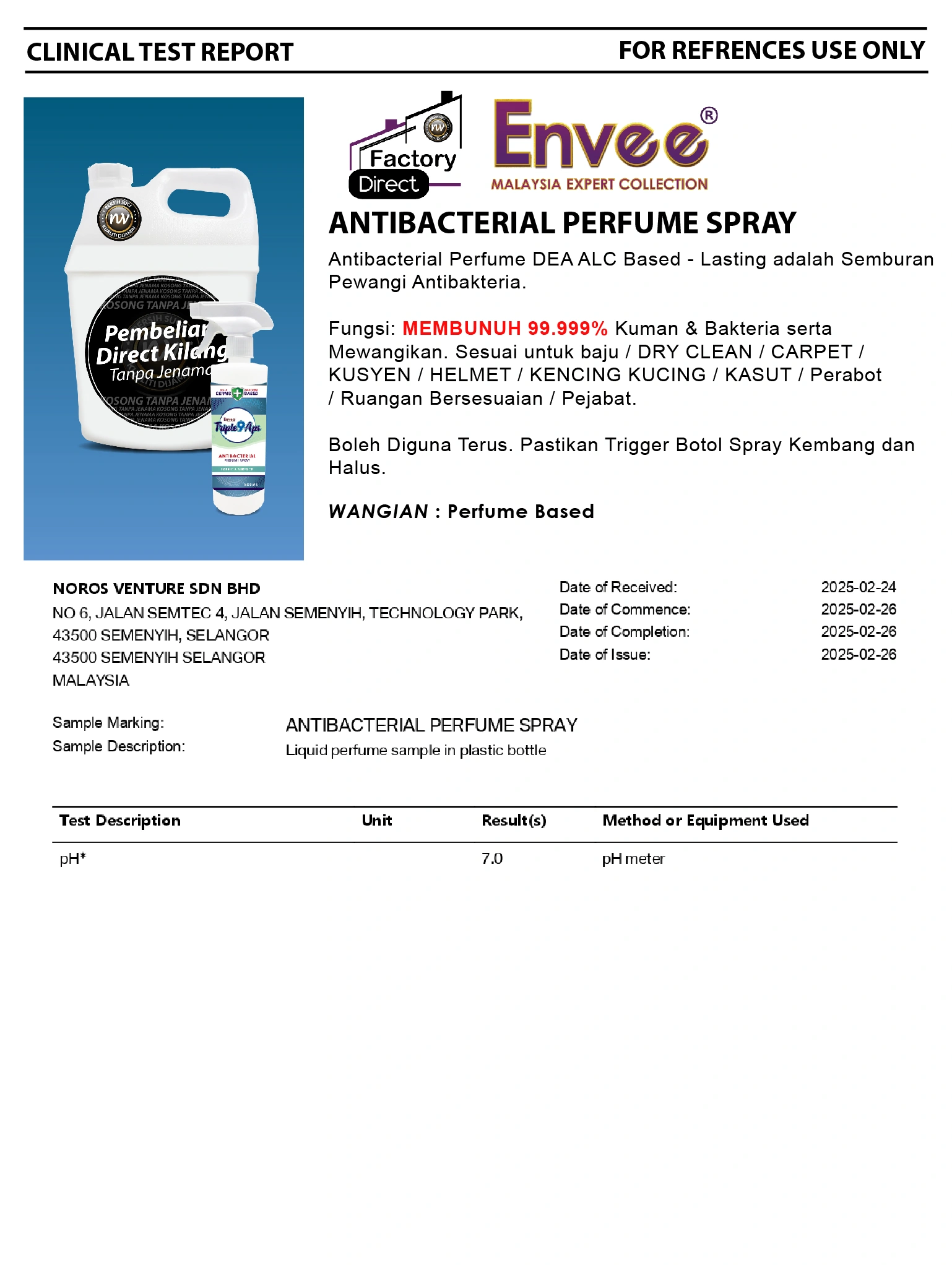 LABTEST-ANTIBACTERIAL PERFUME TRIPLE 9-02