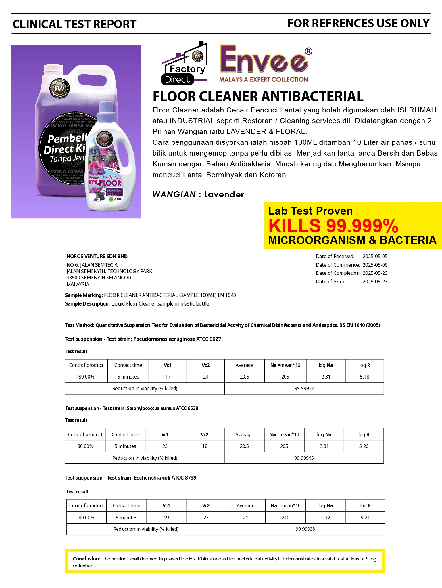 LABTEST-FLOOR CLEANER ANTIBACTERIAL-TEST PROVEN KILLS 99.999%-01